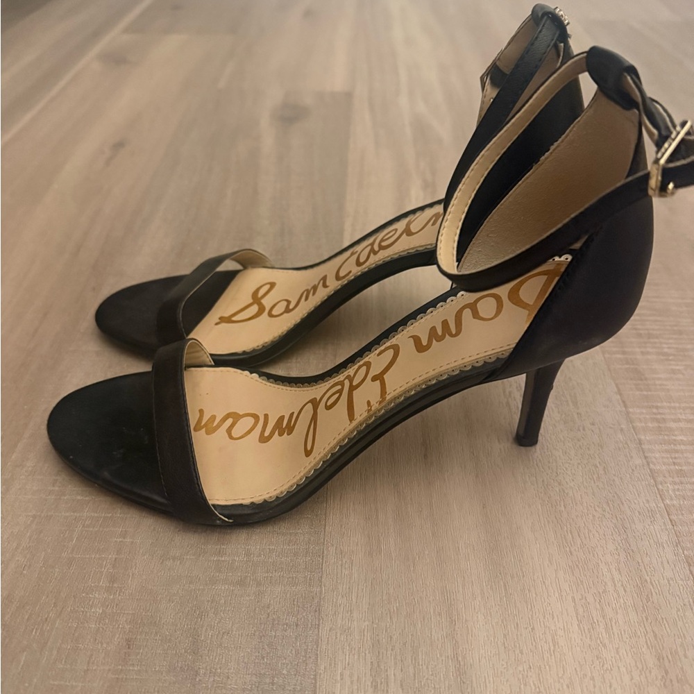 Sam Edelman Black Suede Ankle Strap Heels